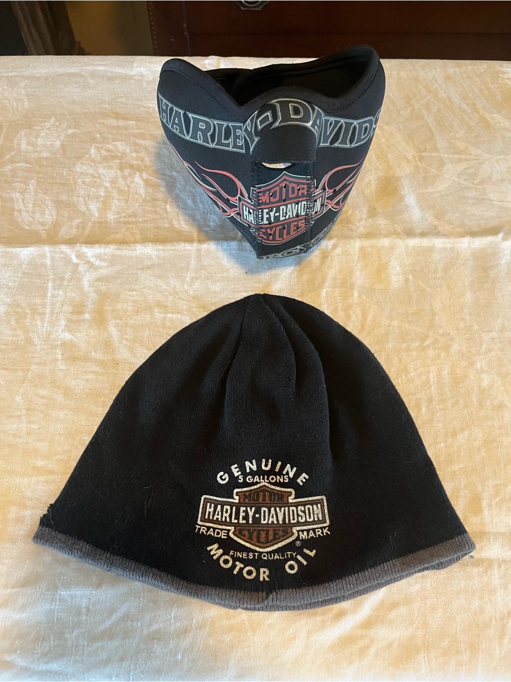 Harley-Davidson Black Beanie with White and Tan Logo